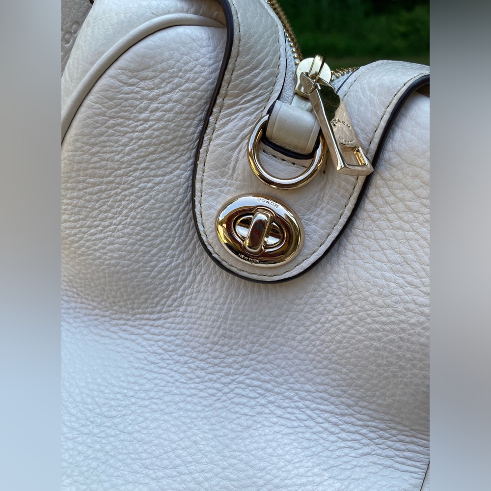 Coach Mini Bennett White Cream Chalk Color Soft Pebbled Leather Satchel Hand Bag - Picture 16 of 17